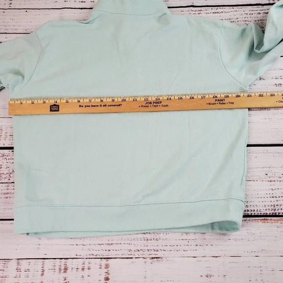 Columbia Trek Sweatshirt Women Medium Mint Blue Cropped 1/2 Zip French Terry - Picture 9 of 14
